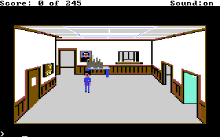Police Quest inside the Lytton police station on C64, with high-resolution status text