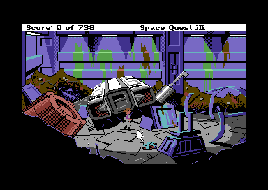 The junkyard in Space Quest III, displayed by MPE on the C64