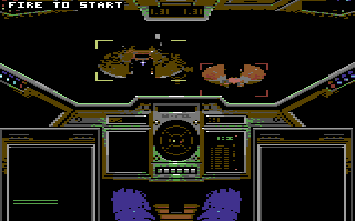Wing Commander development preview showing the cockpit and a ship ahead