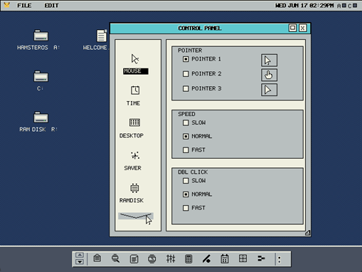 HamsterOS desktop with Control Panel