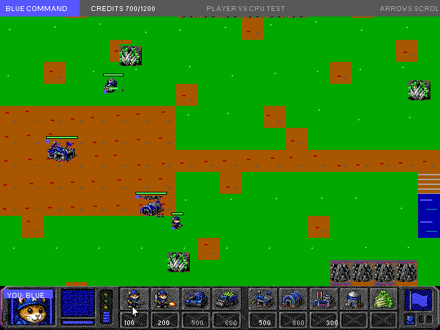 HamsterCommand in-game view with units, terrain, base, and command bar